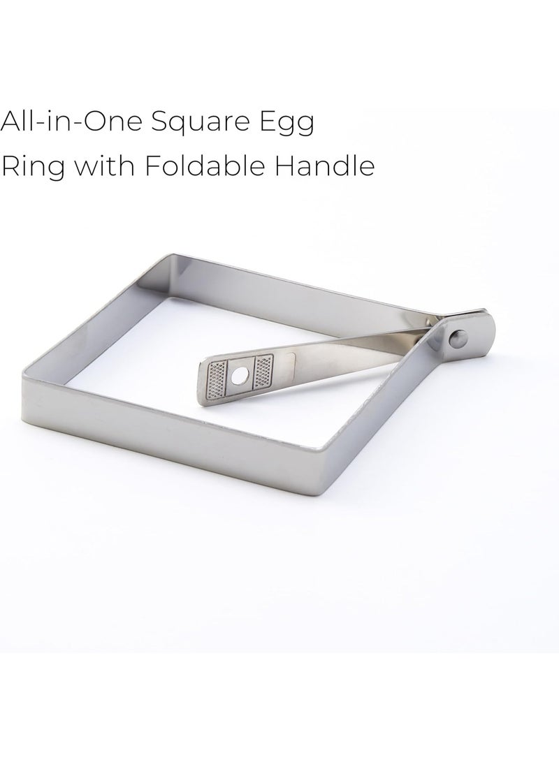 Square Egg Mold for Griddle – Stainless Steel Square Egg Ring, Egg Molds for Griddle with Collapsible Handle, Non-Stick Pancake & Burger Mold for Cooking Perfect Breakfast Sandwiches - Image 5